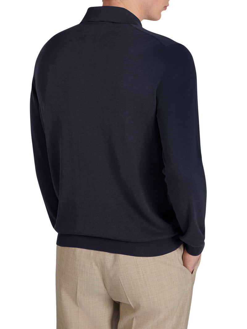 SLIM FIT COTTON AND SILK POLO SHIRT