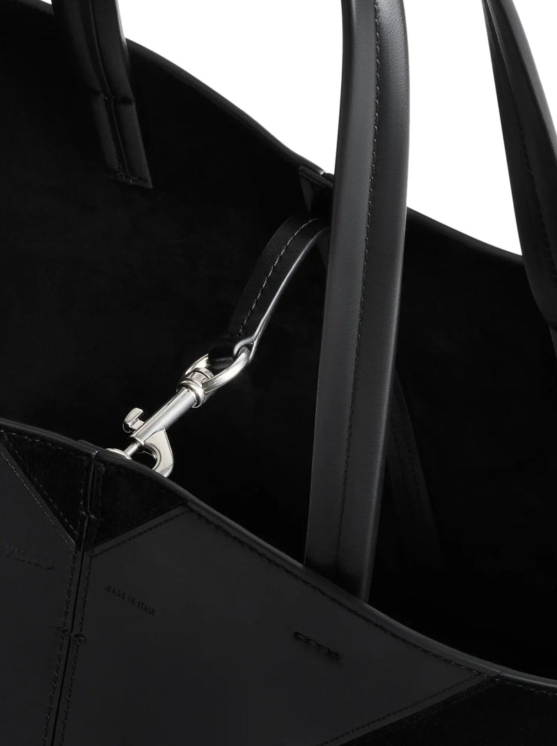 BLACK SUEDE POT CABAS