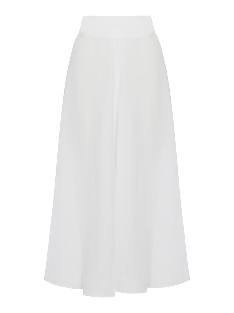 LONG LINEN FLOWER SKIRT WITH WAISTBAND