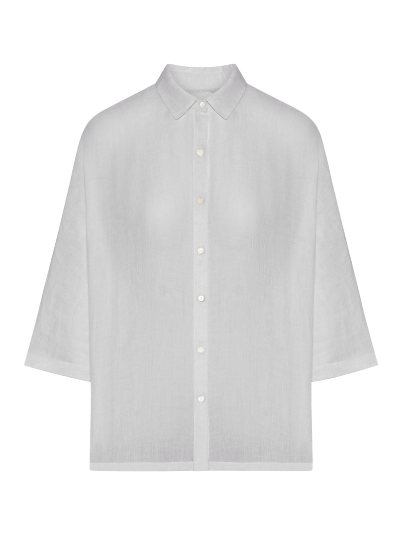 OVERSIZED LINEN SHIRT WITH THREE-QUARTER SLEEVES
