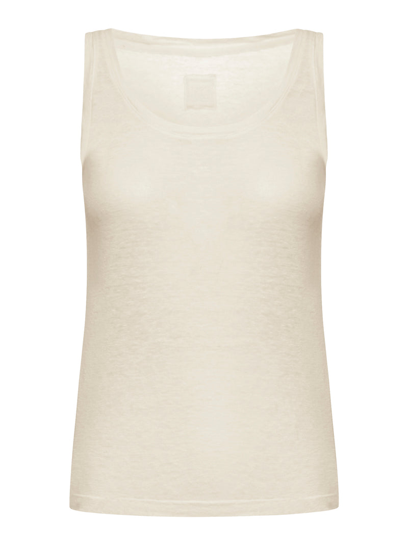 LINEN TOP WITH DEEP NECKLINE