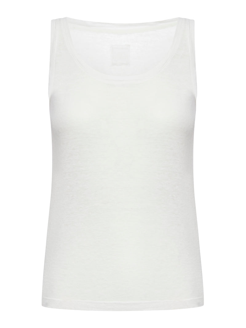 LINEN TOP WITH DEEP NECKLINE