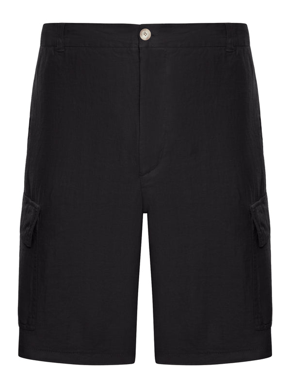 LINEN CARGO BERMUDA SHORTS