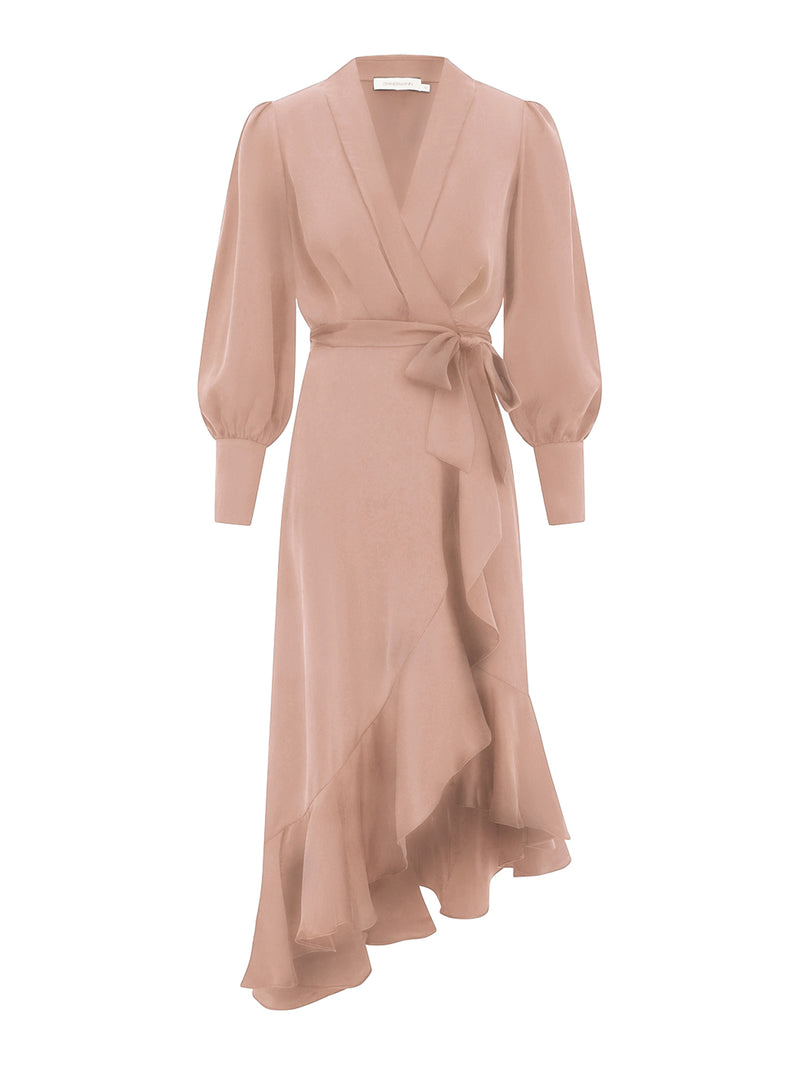 SILK WRAP MIDI DRESS