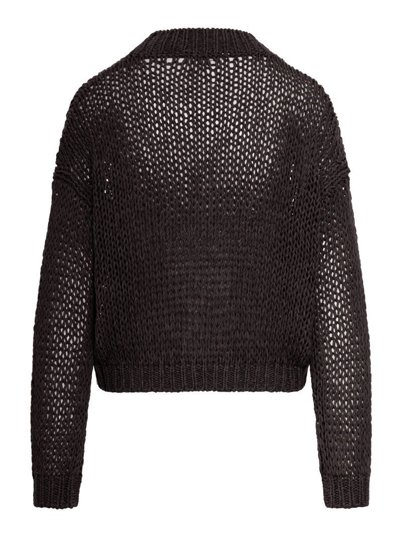 CROPPED CARDIGAN IN PERFORATED KNIT