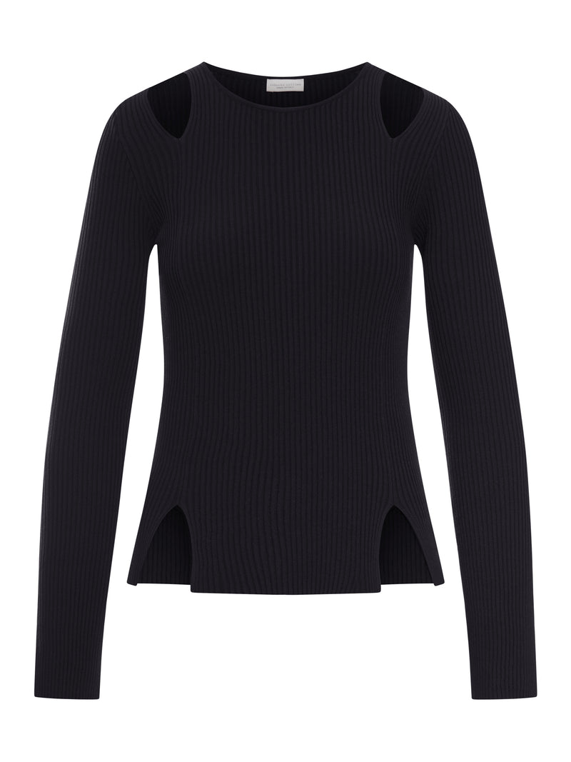 RIBBED SWEATER WITH CUT-OUT INSERTS