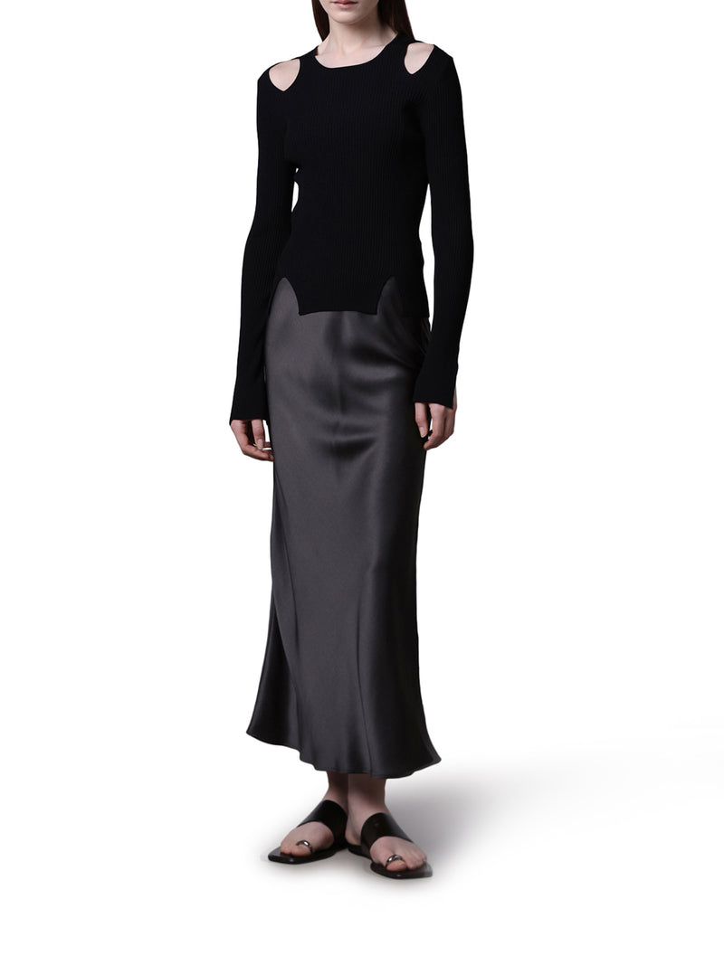 RIBBED SWEATER WITH CUT-OUT INSERTS