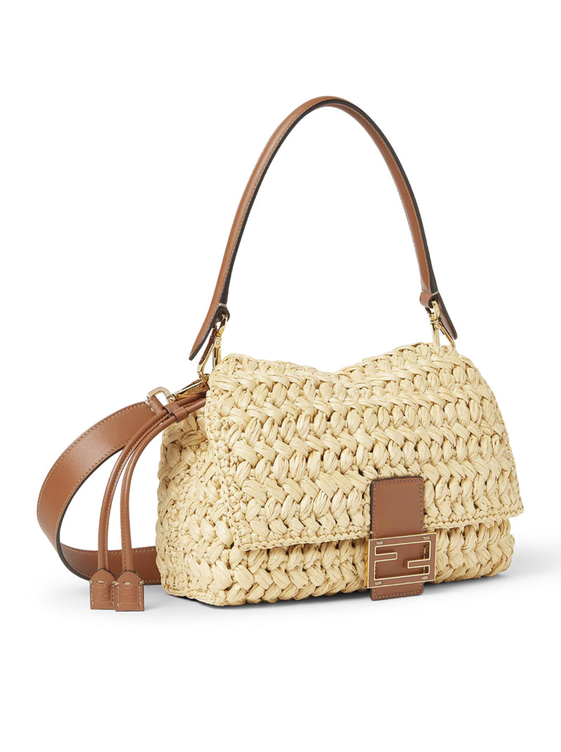 MEDIUM MAMMA BAGUETTE BAG IN WOVEN RAFFIA