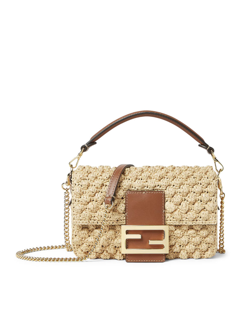 MINI BAGUETTE BAG IN RAFFIA WITH A HAZELNUT STITCH