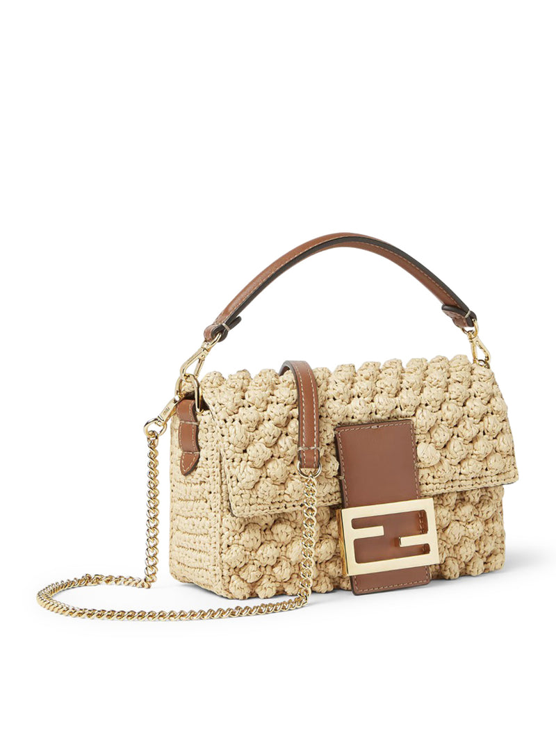 MINI BAGUETTE BAG IN RAFFIA WITH A HAZELNUT STITCH