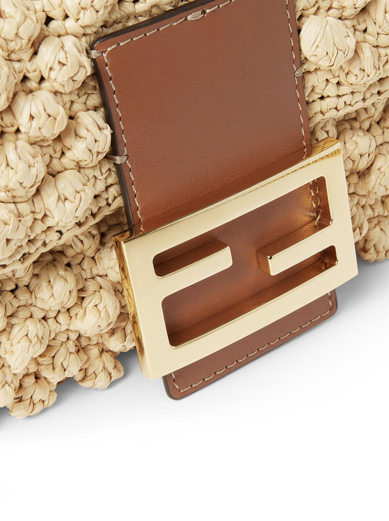 MINI BAGUETTE BAG IN RAFFIA WITH A HAZELNUT STITCH