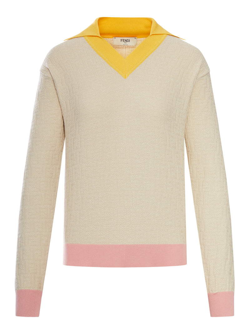 FF COLOR BLOCK COTTON AND SILK SWEATER