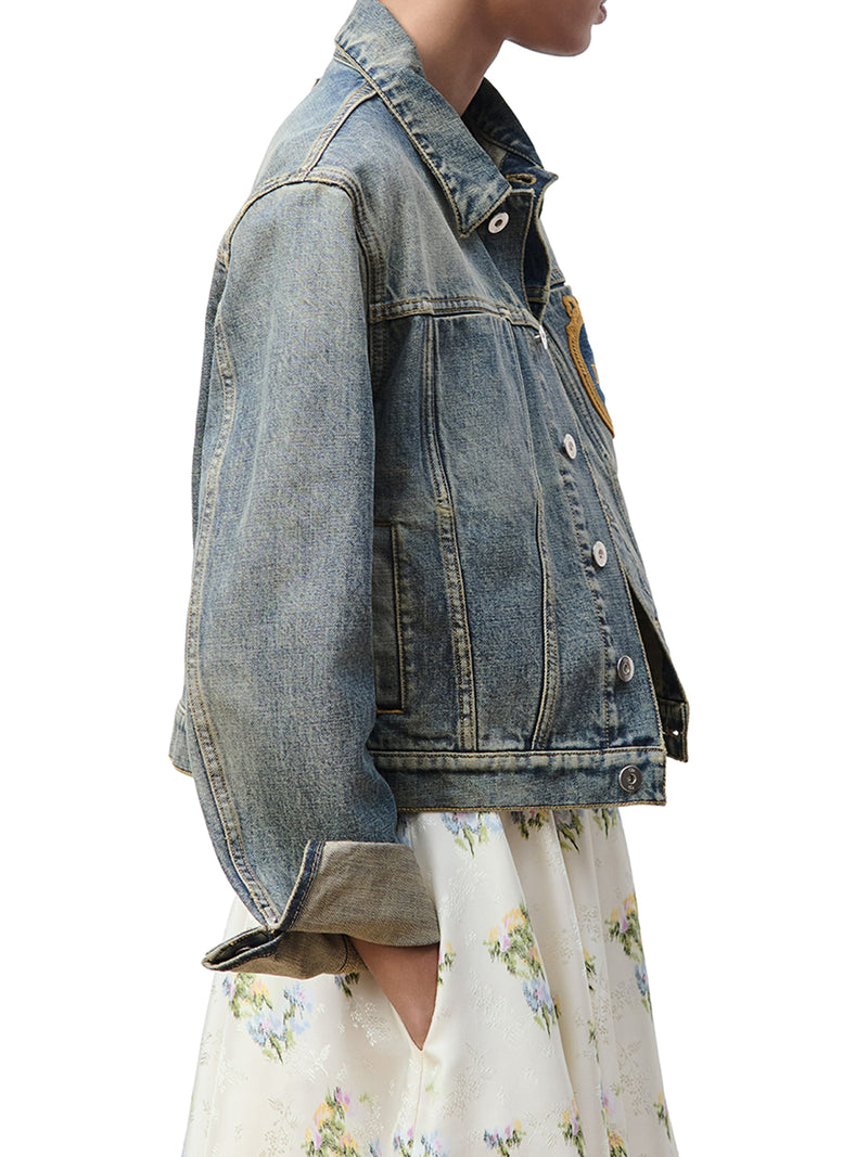 SHORT MÉDAILLON JACKET IN COTTON DENIM