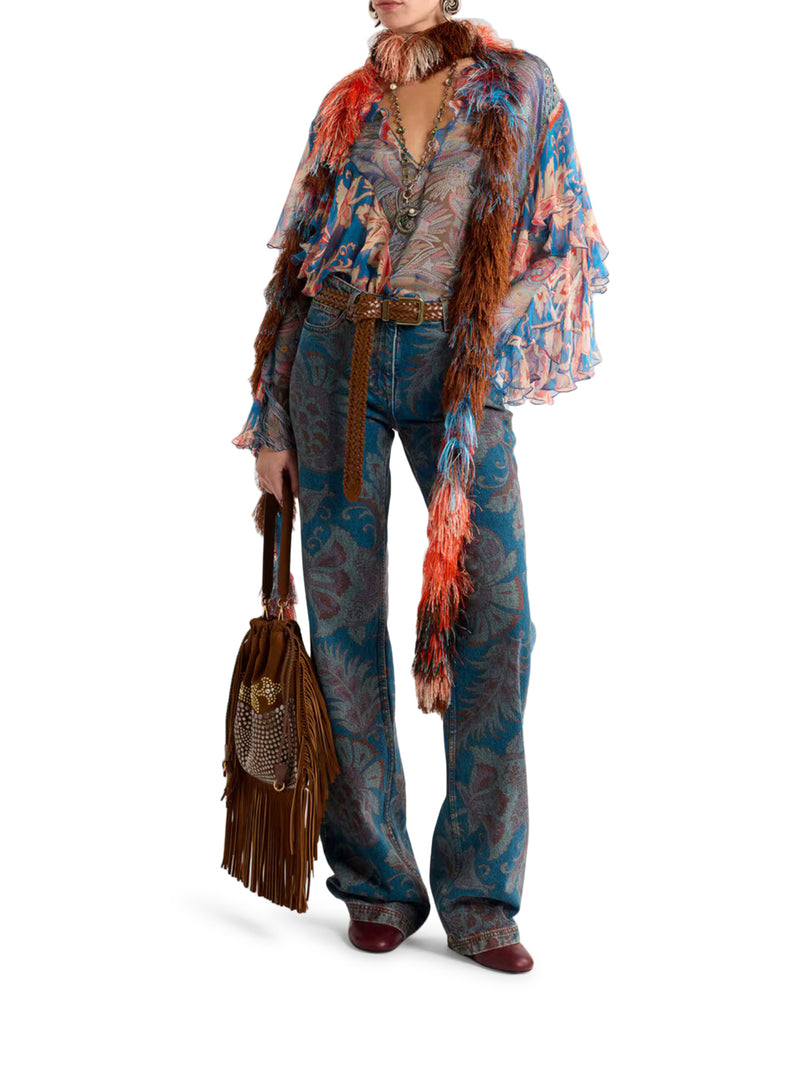 LONG-SLEEVED SILK BLOUSE WITH RUFFLES