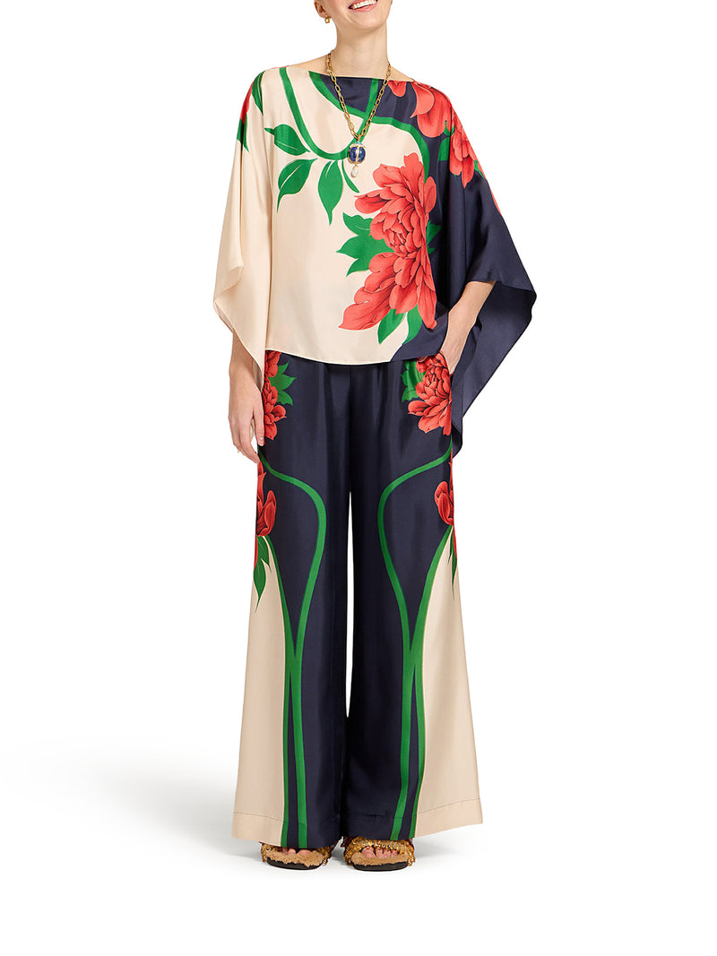 SILK TWILL PALAZZO TROUSERS