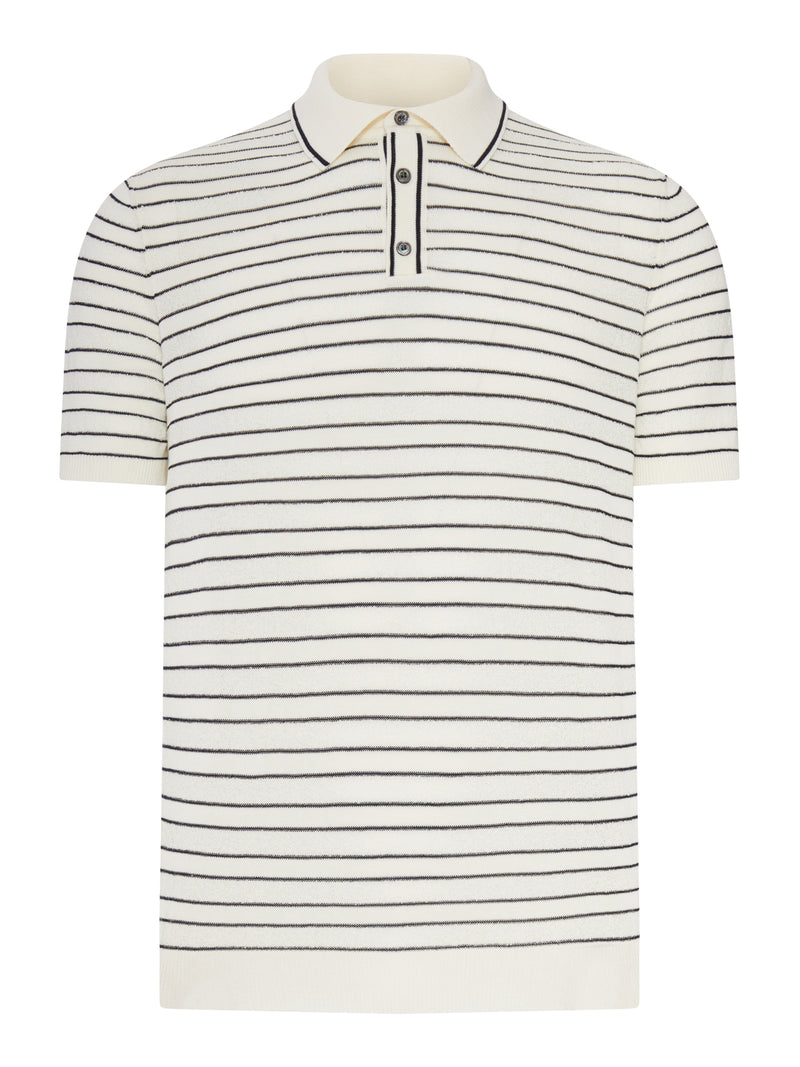 FINE COTTON KNITTED POLO SHIRT WITH STRIPES
