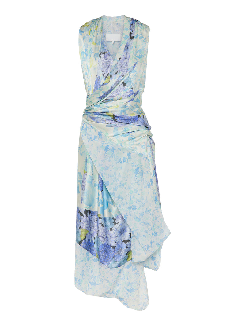 FLORAL SILK WRAP DRESS
