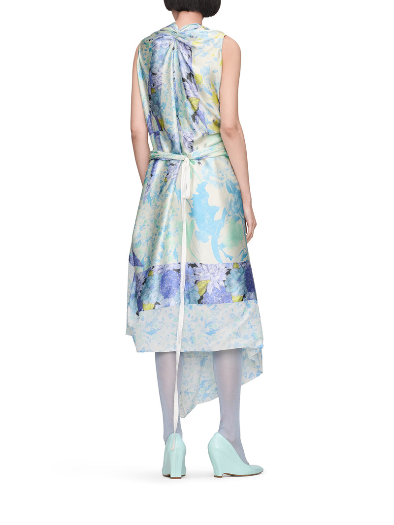 FLORAL SILK WRAP DRESS