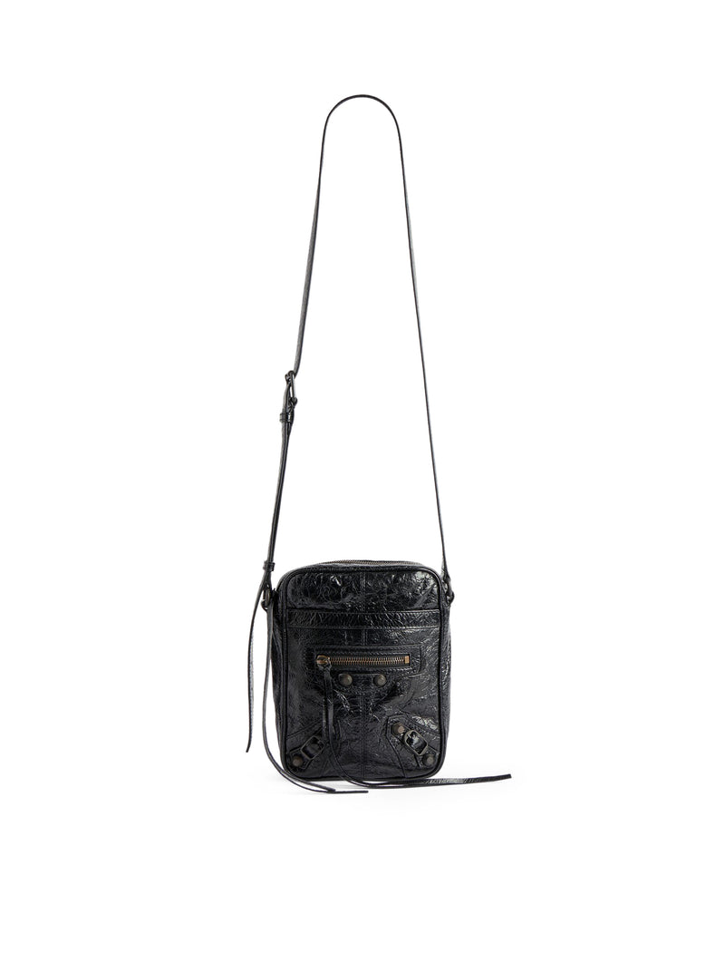 LE CITY MEN`S VERTICAL CROSSBODY BAG IN BLACK