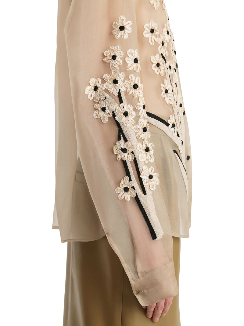 SILK SHIRT WITH THREE-DIMENSIONAL EMBROIDERY
