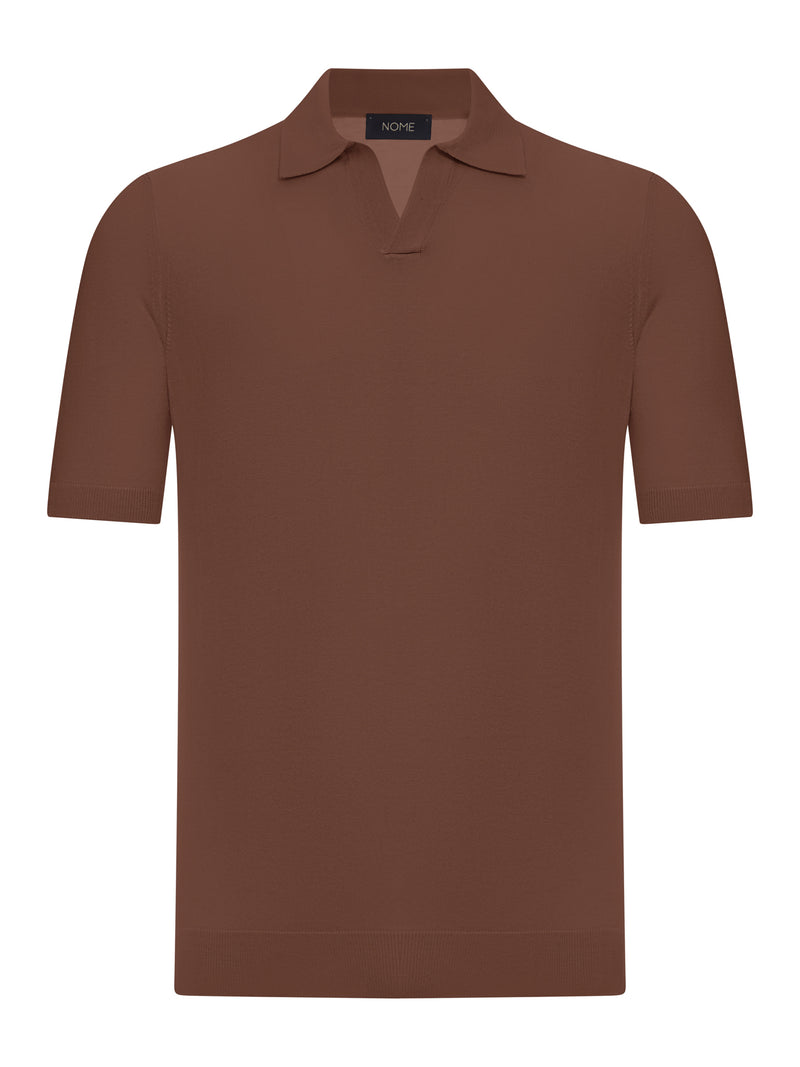 SILK V-NECK POLO SHIRT