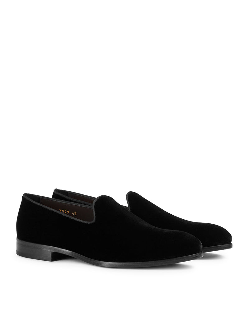 BLACK VELVET LOAFER-STYLE SLIPPER