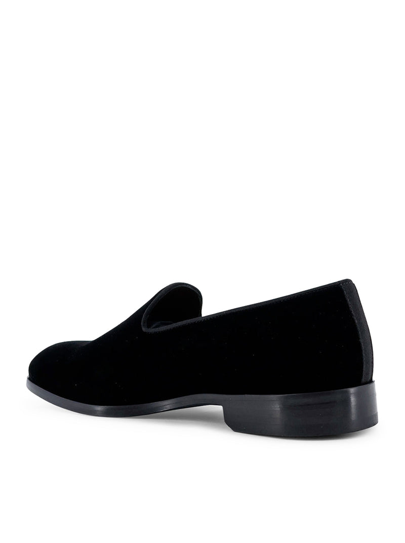 BLACK VELVET LOAFER-STYLE SLIPPER