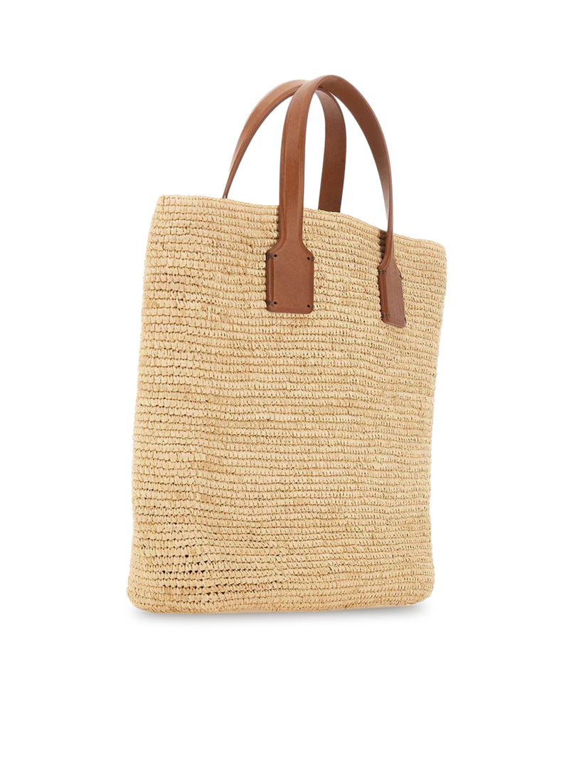 SACHA RAFFIA HANDBAG WITH LEATHER INSERTS