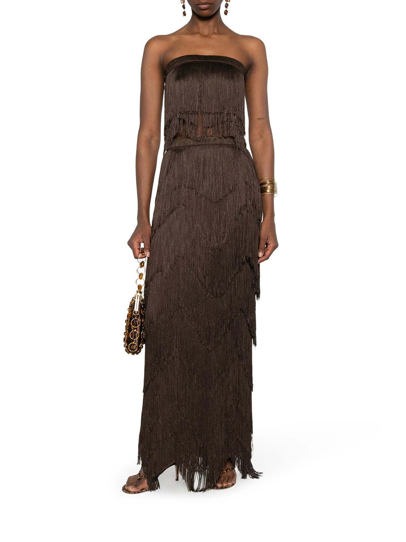 DARA LONG SKIRT WITH FRINGES