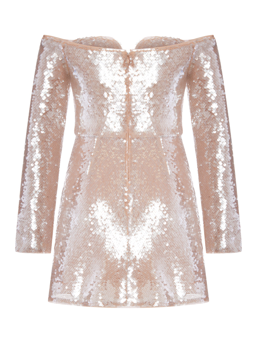 OFF-SHOULDER SEQUIN MINI DRESS