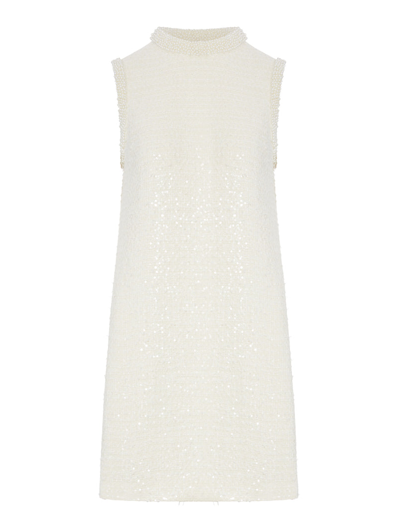 BOUCLE MINI DRESS WITH BEADS