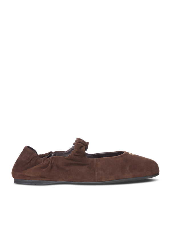 RUFFLED SUEDE BALLERINAS