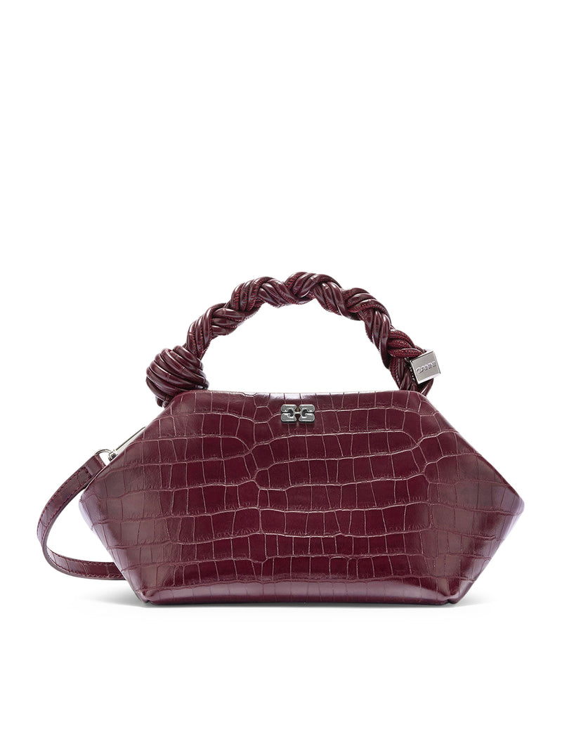 SMALL BLUE CROCODILE-EFFECT BAG IN BURGUNDY COLOR