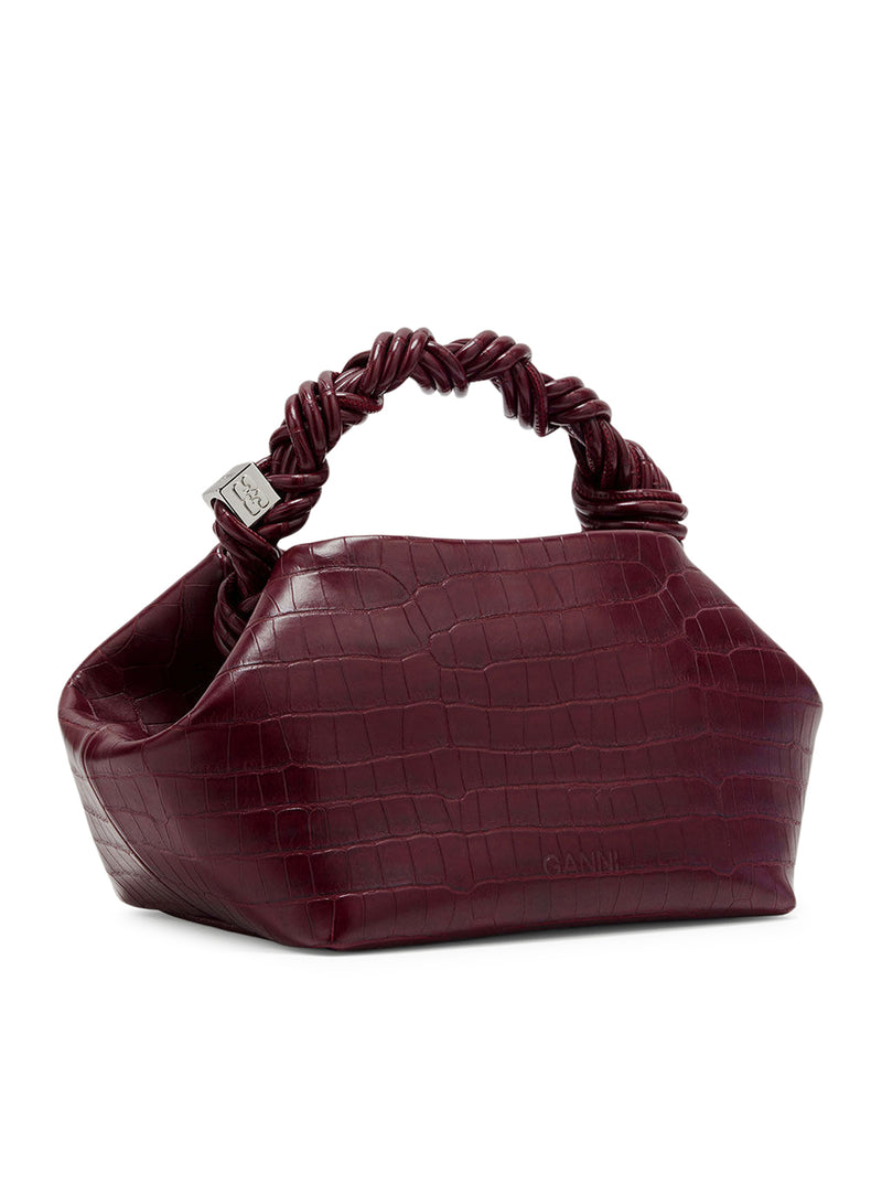 SMALL BLUE CROCODILE-EFFECT BAG IN BURGUNDY COLOR