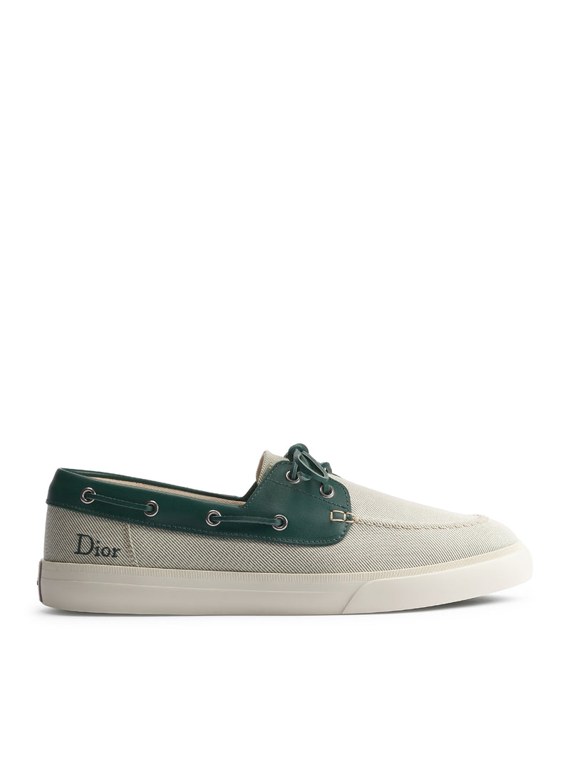 DIORIVIERA CHESTER BOAT SHOES IN COTTON CANVAS AND CALFSKIN