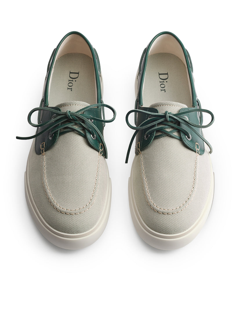 DIORIVIERA CHESTER BOAT SHOES IN COTTON CANVAS AND CALFSKIN