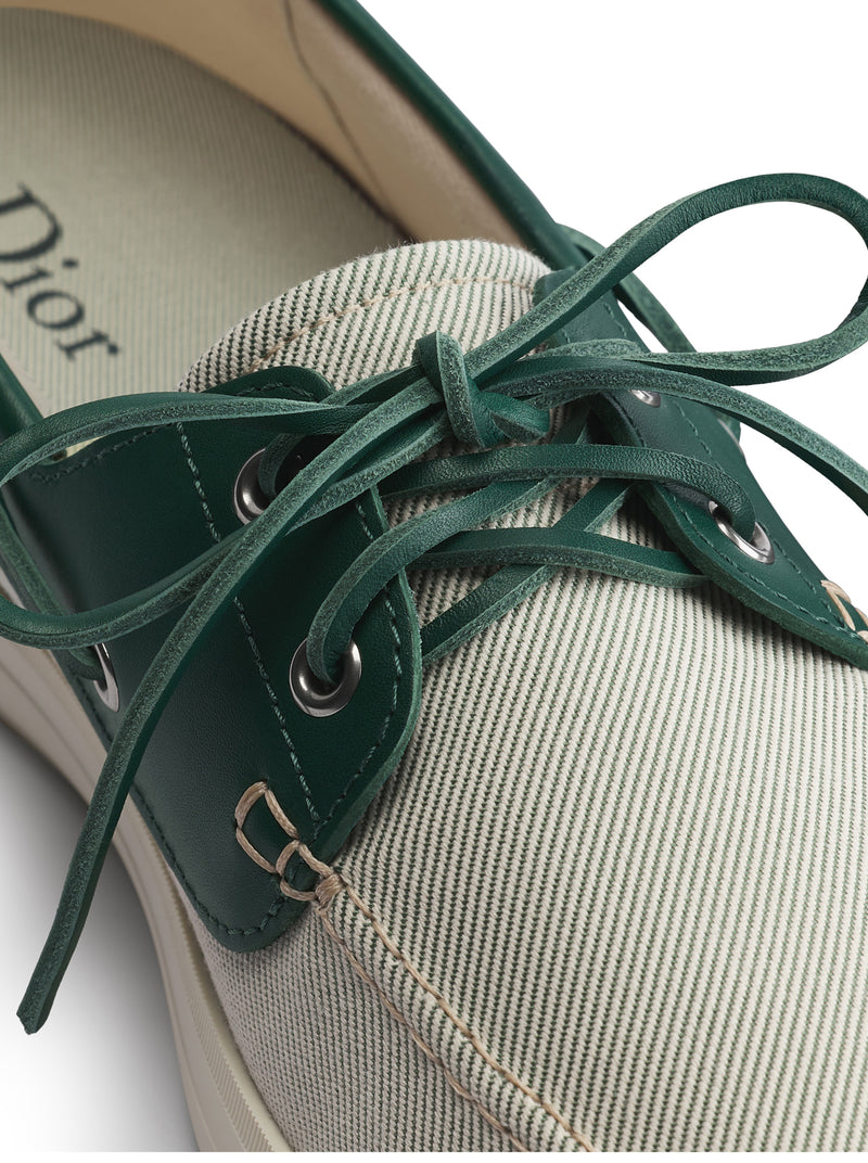 DIORIVIERA CHESTER BOAT SHOES IN COTTON CANVAS AND CALFSKIN