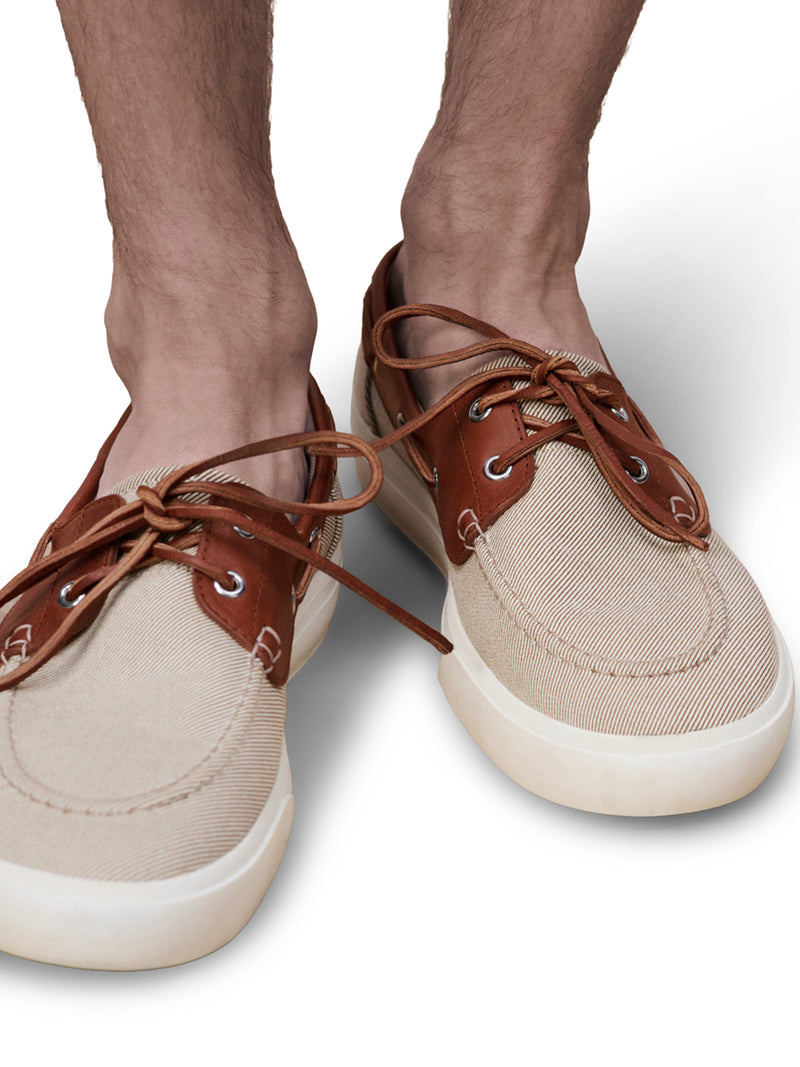 DIORIVIERA CHESTER BOAT SHOES IN COTTON CANVAS AND CALFSKIN