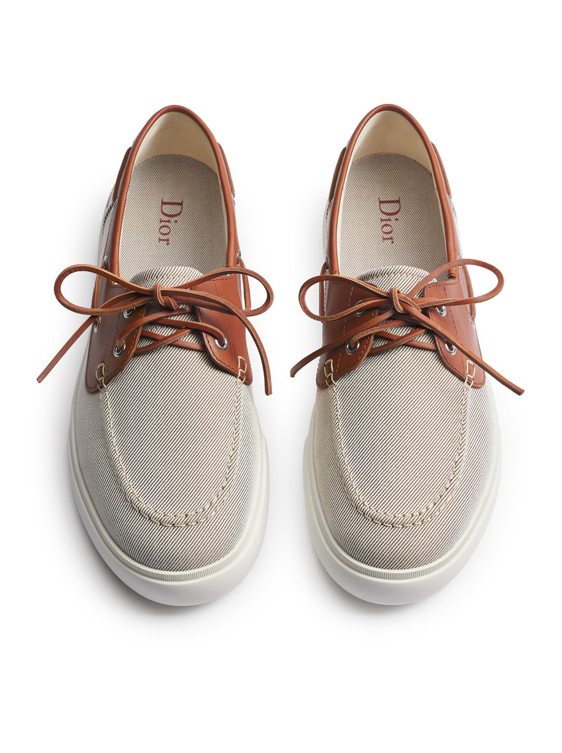 DIORIVIERA CHESTER BOAT SHOES IN COTTON CANVAS AND CALFSKIN