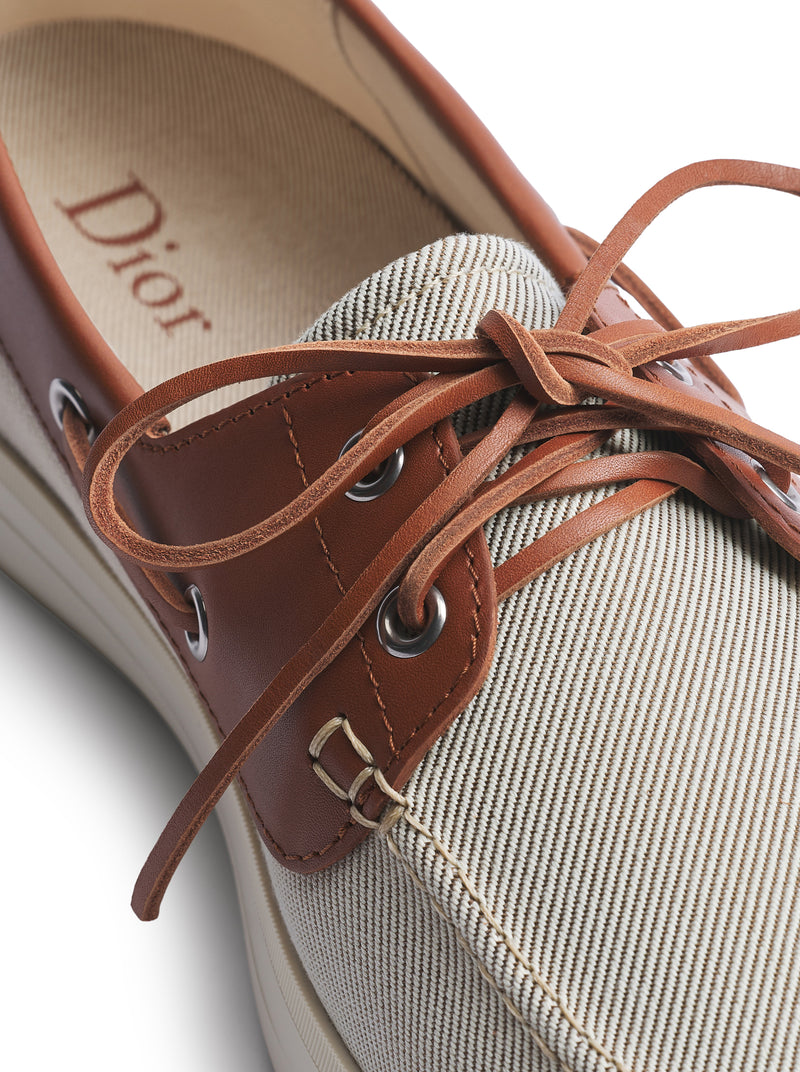 DIORIVIERA CHESTER BOAT SHOES IN COTTON CANVAS AND CALFSKIN