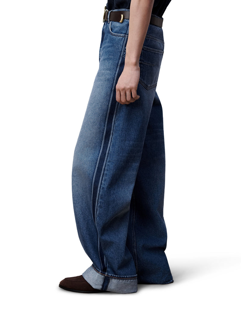 BAGGY JEANS IN BLUE COTTON TWILL