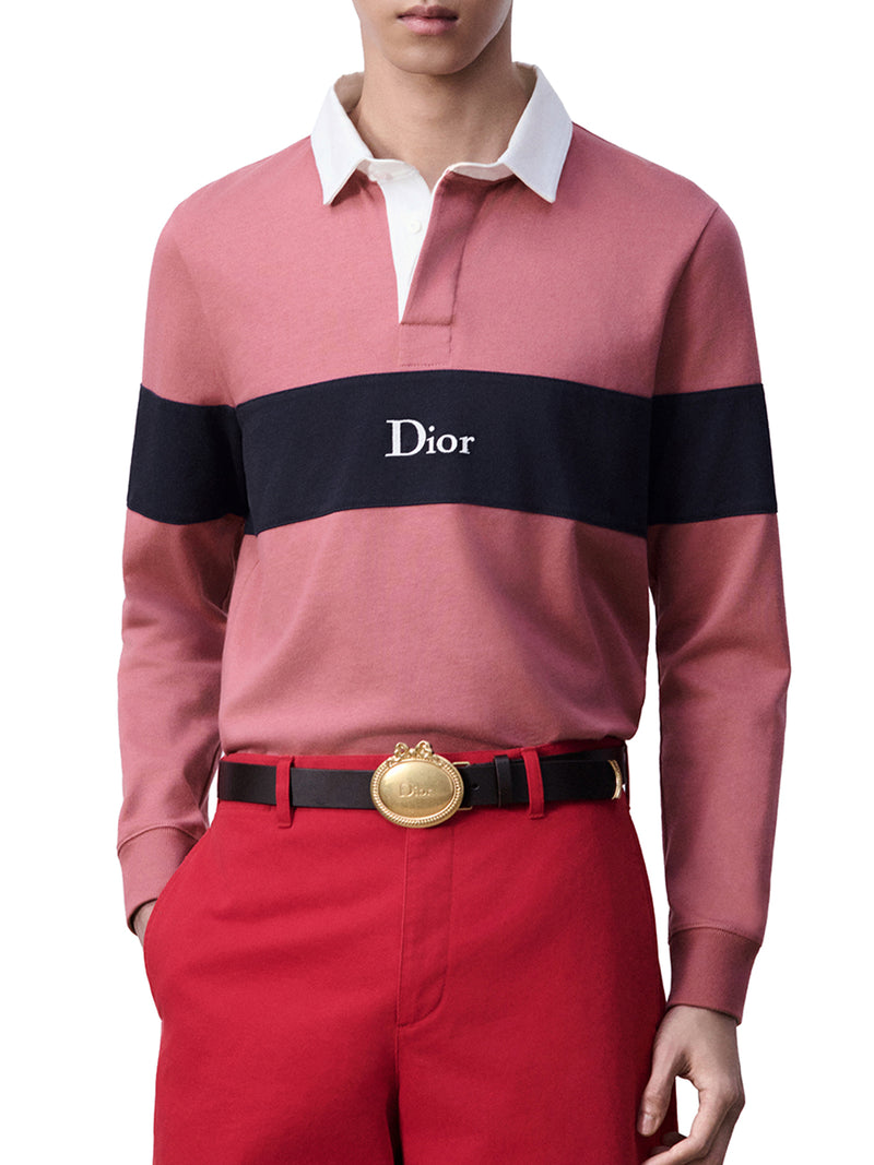 PURPLE PINK COTTON JERSEY LONG-SLEEVED POLO SHIRT
