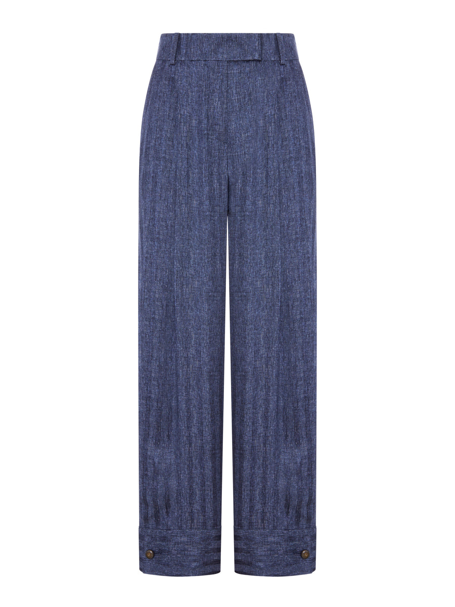 PRINTED SILK TROUSERS WITH PLEATS