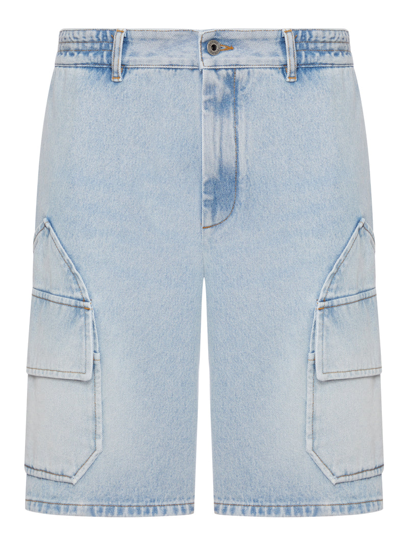 MIDWEIGHT WASHED COTTON DENIM SHORTS
