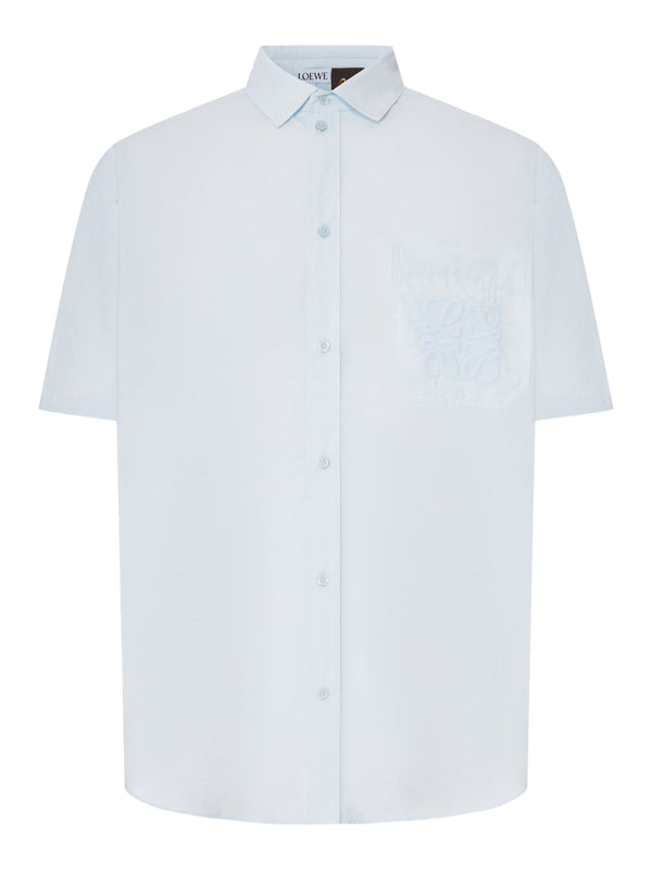 SHORT-SLEEVED TEXTURED POPLIN SHIRT