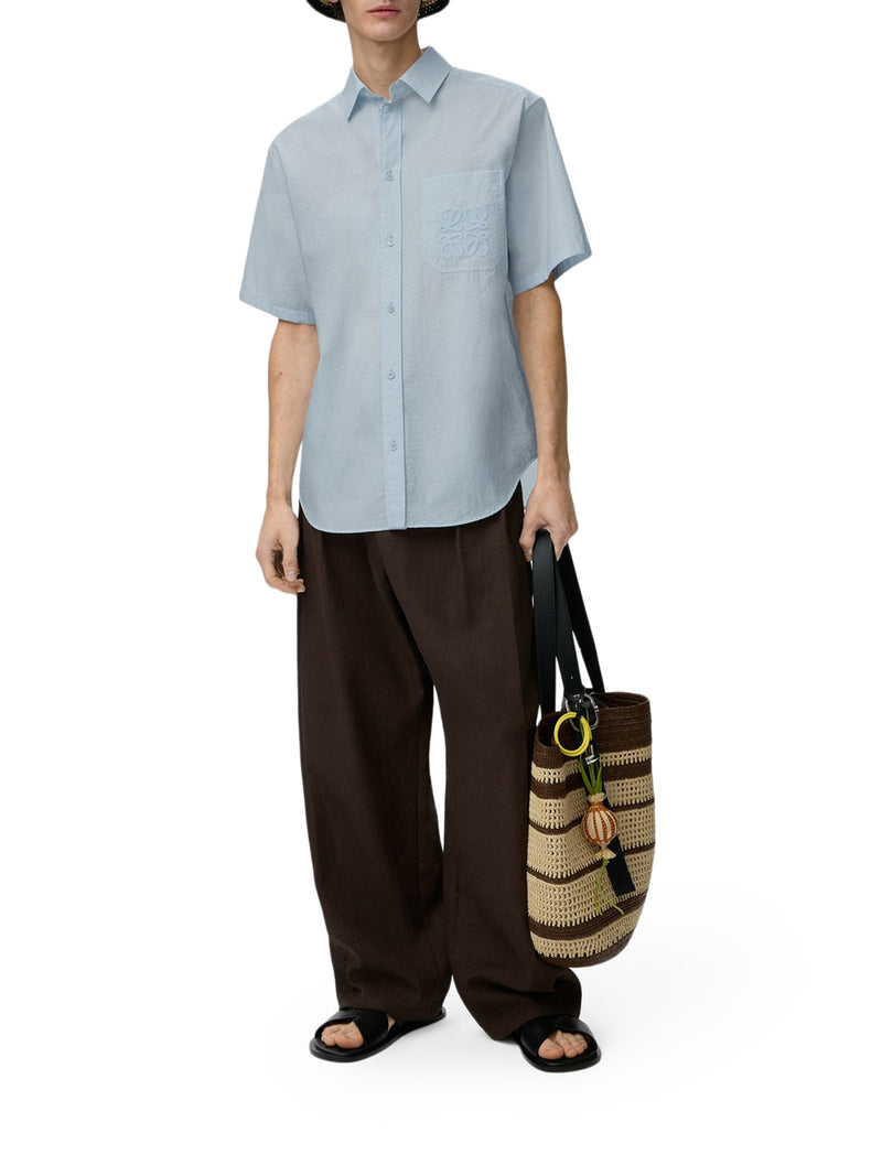SHORT-SLEEVED TEXTURED POPLIN SHIRT