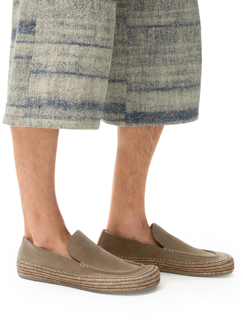 RIO SUEDE AND RAFFIA LOAFERS