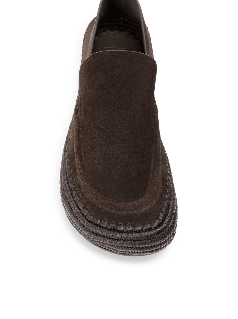 RIO SUEDE AND RAFFIA LOAFERS