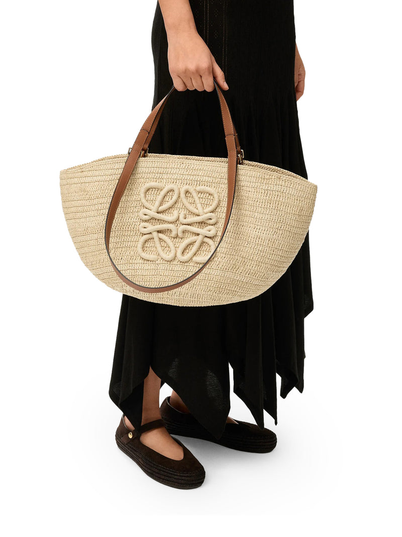 ECLIPSE MEDIUM BASKET BAG IN RAFFIA AND CALFSKIN