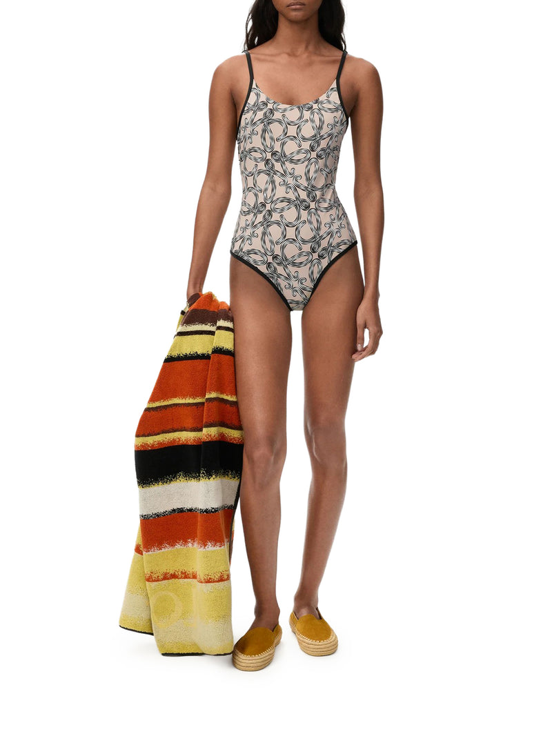 TECHNICAL JERSEY SWIMSUIT WITH ALL-OVER ANAGRAM PRINT